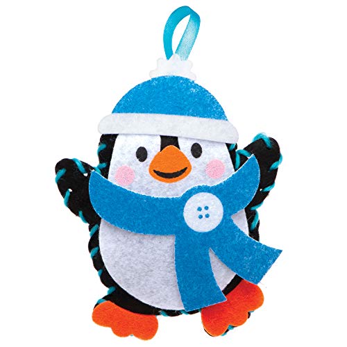 Baker Ross Kits Costura Decoración Pingüino (Pack de 3) para Manualidades y Decoraciones Navideñas