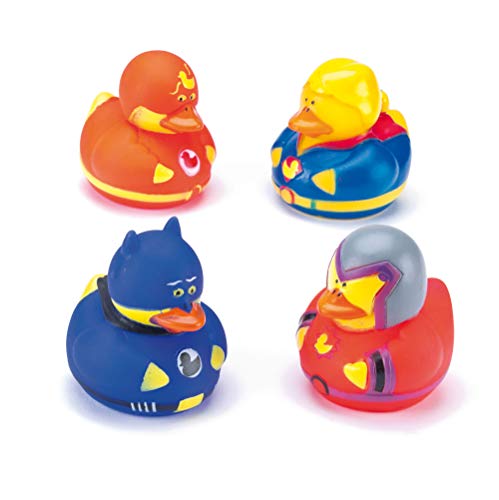 Baker Ross Patitos de goma superhéroes, Juguetes divertidos ideales para bolsas sorpresa o como juguete de baño para niños (pack de 6) (AF369)