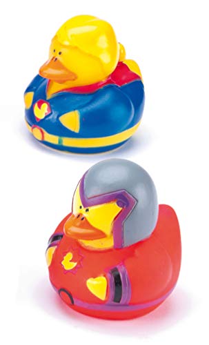 Baker Ross Patitos de goma superhéroes, Juguetes divertidos ideales para bolsas sorpresa o como juguete de baño para niños (pack de 6) (AF369)