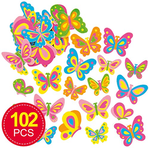 Baker Ross Pegatinas de Espuma con Forma de Mariposa para Artesanía Perfectas para Decorar Tarjetas Álbumes Collages y Otras Manualidades de Niños (Pack de 12) (EF805)