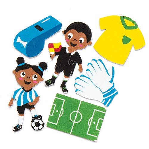 Baker Ross- Pegatinas de Espuma con Motivos futbolísticos (Pack de 120) para Que los niños decoren Manualidades, Tarjetas y Libros de Recortes