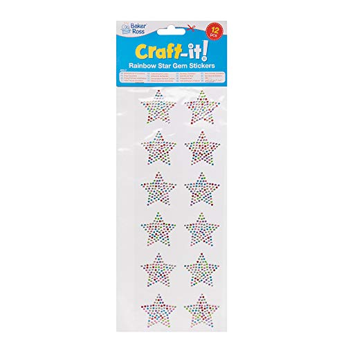 Baker Ross- Rainbow Star Crystal Gem - Juego de 12 Pegatinas para niños, Multicolor (AT217)