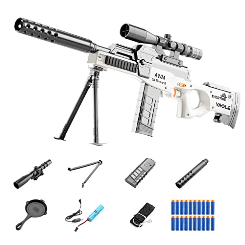 Bala De Espuma De Francotirador, Rifle De Francotirador EléCtrico Awm, Juguete Awm AutomáTico Lanzador De Espuma Con 60 Balas Blandas De Ventosa Y Telescopio Ajustable