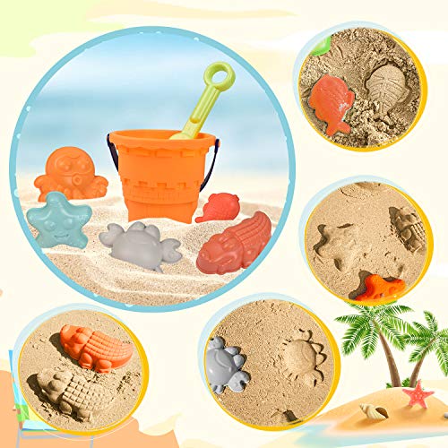 balnore 20 Piezas Juguetes de Nieve, Juguetes de Playa para niños, Juego de Juguetes de Playa y Arena para niños con moldes de Bucket Castle y Bolsa de Malla Material plastico Blando