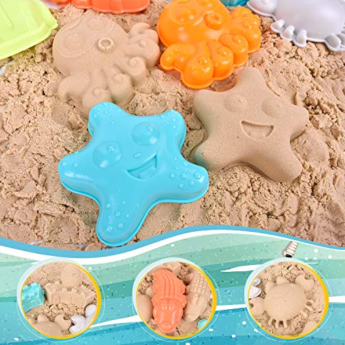 balnore 20 Piezas Juguetes de Nieve, Juguetes de Playa para niños, Juego de Juguetes de Playa y Arena para niños con moldes de Bucket Castle y Bolsa de Malla Material plastico Blando