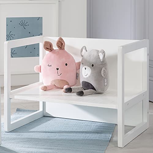 Banco para niños roba estilo rustico en blanco, utilizable tambien como banco a dos alturas o como mesa.