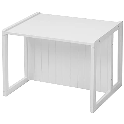 Banco para niños roba estilo rustico en blanco, utilizable tambien como banco a dos alturas o como mesa.