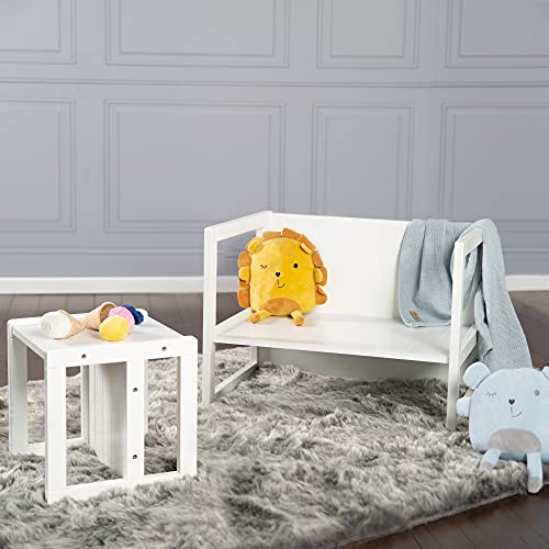 Banco para niños roba estilo rustico en blanco, utilizable tambien como banco a dos alturas o como mesa.