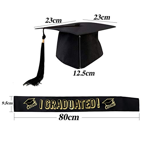 Banda y Sombrero de Graduación Faja Birrete Gorro para Fiesta Graduación Unisex Decoración Disfraz Regalo Fiestas de los Graduados