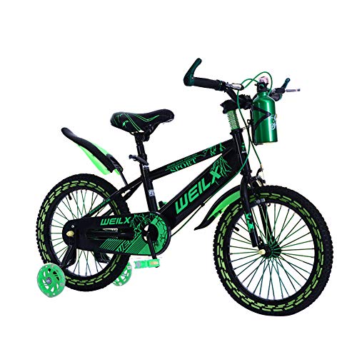 BAODAN Freestyle, niña, niño, Bicicleta, Bicicleta, tamaño 16", 18", 20", 3 Colores con estabilizadores, Botella de Agua y Soporte,Verde,16"