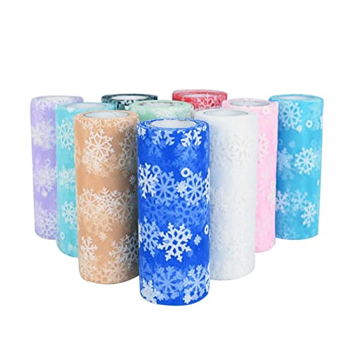 BAODI 10yards 15cm del Copo de Nieve Rollo de Tela de Tul Bricolaje Tutu Regalos Fiesta de cumpleaños de Boda de la Falda de Invierno de Navidad (Color : I, Size : Gratis)