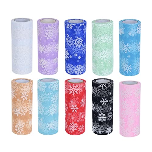 BAODI 10yards 15cm del Copo de Nieve Rollo de Tela de Tul Bricolaje Tutu Regalos Fiesta de cumpleaños de Boda de la Falda de Invierno de Navidad (Color : I, Size : Gratis)