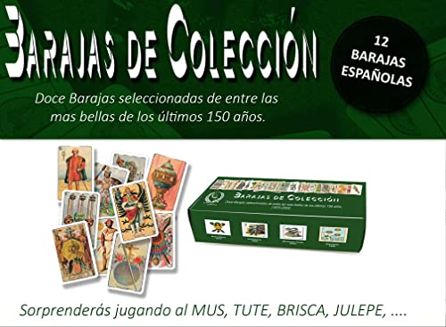 Barajas DE COLECCIÓN. 12 Barajas Tipo español, seleccionadas Entre Las mas Bellas de los últimos 150 años. Sorprenderás Jugando al Mus, Tute, Brisca, Julepe.