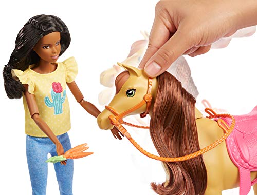 Barbie Familia, Juego de amistades de los Animales, muñeca marrón y minimuñecas Chelsea, Caballo Pony, Figura de Cachorro y Accesorios, Juguete para niños, FXH16