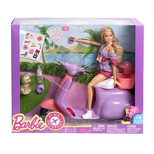 Barbie FNY34 mit Scooter Pink Passport