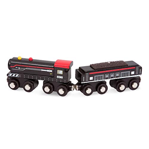 Battat BT2638Z Locomotora & Freight Cars – Juego de Tren de Juguete clásico de Madera con Locomotora y Coches para niños y coleccionistas de 3 años y más (6 Unidades), Amarillo, Naranja y Negro