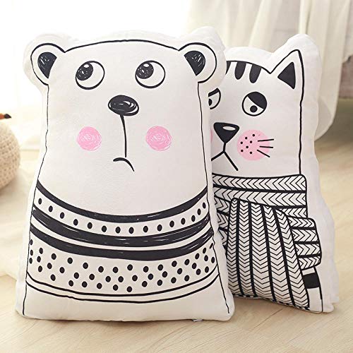 BBSJX Almohada de Animales de Estilo nórdico de Dibujos Animados Oso de Peluche Gato Ciervo Conejo Cojín de Felpa Cojín Regalos de San Valentín 45Cm_1