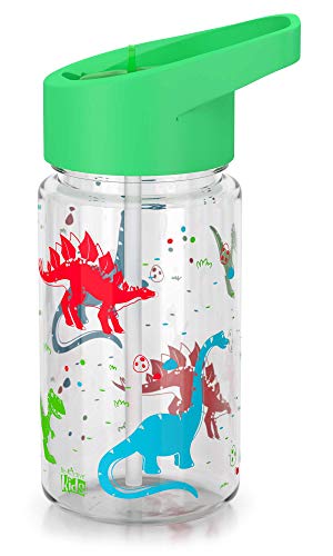 Be-Active Botella de Agua Niños y Niñas – 450ml Sin Fugas - Niños Botellas Agua- Sin BPA - Botella de Agua Pajita para Infantil - Reutilizable - Colegio Deporte verde