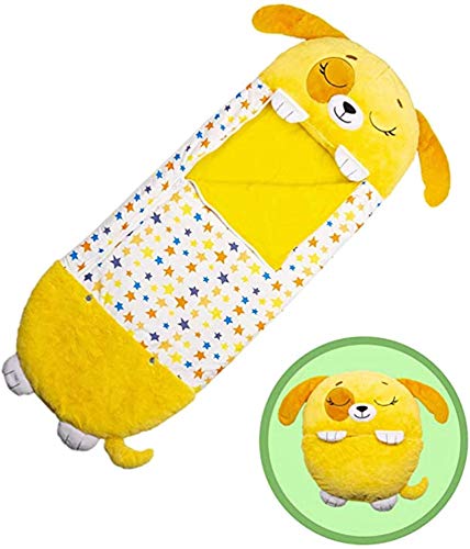 beautgreen - Almohada para jugar y saco de dormir para niños, almohada de animales de dibujos animados para siesta, divertido saco de dormir, diseño de cachorro amarillo de sorpresa (3-6 años)