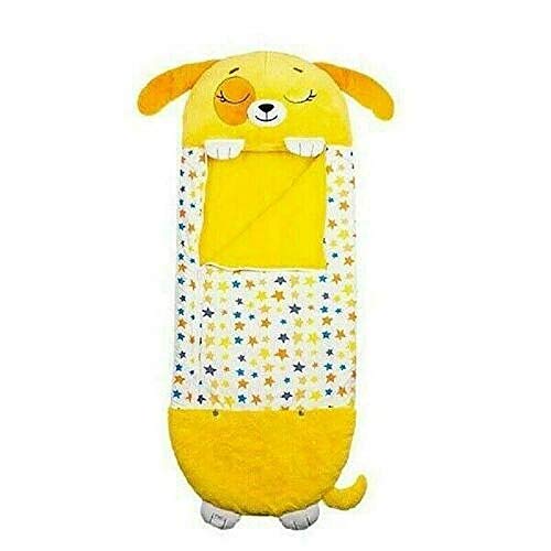 beautgreen - Almohada para jugar y saco de dormir para niños, almohada de animales de dibujos animados para siesta, divertido saco de dormir, diseño de cachorro amarillo de sorpresa (3-6 años)