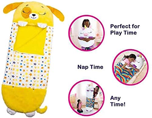 beautgreen - Almohada para jugar y saco de dormir para niños, almohada de animales de dibujos animados para siesta, divertido saco de dormir, diseño de cachorro amarillo de sorpresa (3-6 años)