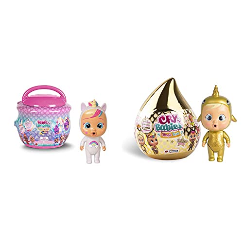 Bebés Llorones Lágrimas Mágicas Fantasy Casita Chupete Mini Muñecas Coleccionables con Purpurina + Casita Dorada Mini Bebé Llorón Sorpresa Coleccionable con Lágrimas Y Accesorios Dorado