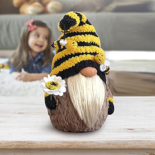 Bee Festival Gnomo Escandinavo Muñeca Enana Miel Abeja Elfo Figura Peluche Gnomo Muñeca Ornamento Muñeca Tejido Muñeca con Tiras Miel Abeja Decoración de Escritorio Festival Regalo