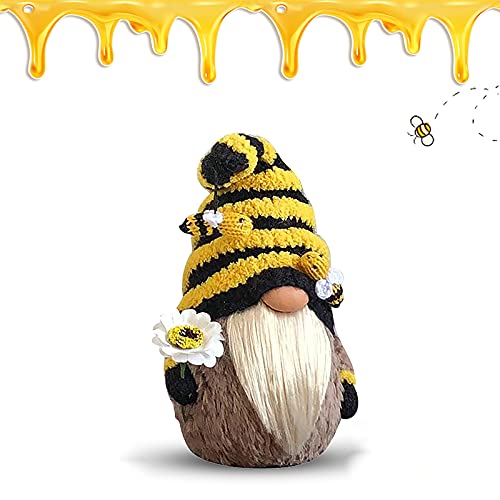 Bee Festival Gnomo Escandinavo Muñeca Enana Miel Abeja Elfo Figura Peluche Gnomo Muñeca Ornamento Muñeca Tejido Muñeca con Tiras Miel Abeja Decoración de Escritorio Festival Regalo