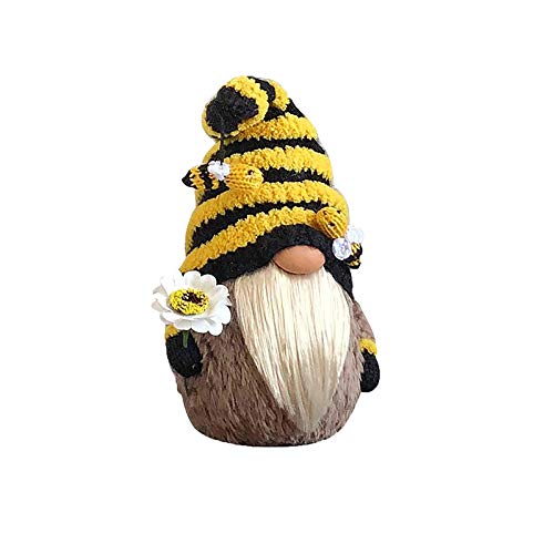 Bee Festival Gnomo Escandinavo Muñeca Enana Miel Abeja Elfo Figura Peluche Gnomo Muñeca Ornamento Muñeca Tejido Muñeca con Tiras Miel Abeja Decoración de Escritorio Festival Regalo