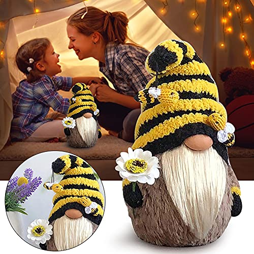 Bee Festival Gnomo Escandinavo Muñeca Enana Miel Abeja Elfo Figura Peluche Gnomo Muñeca Ornamento Muñeca Tejido Muñeca con Tiras Miel Abeja Decoración de Escritorio Festival Regalo