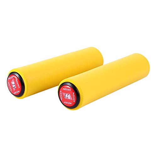 Belissy 1 par de Alta Densidad Sílice Barra de Agarre Cubrir con enchufes for 18 mm Diámetro del Manillar de la Bici (Amarillo)