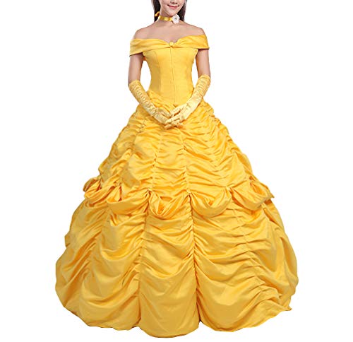 Bella vestido para carnaval Cosplay mujer Dress Up Belle Woman Disfraz BEL001, amarillo, L