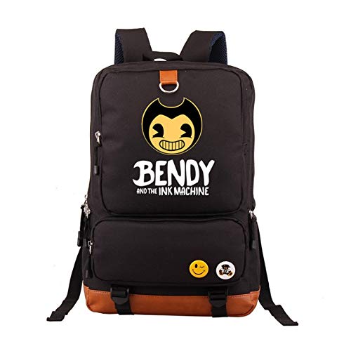 Bendy and The Ink Machine Backpack, Enjoyfeel School Travel Bag Mochila Informal Mochila para Mujeres y Hombres (Black)