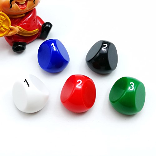 Bescon dados poliedrales de 3 lados para juegos, D3 muere, D3 dados, 3 lados de dados de cubo, 5 colores opacos surtidos