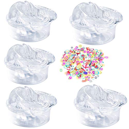 BESLIME DIY Slime Transparent Crystal Slime DIY Crystal Slime Transparent Color Slime Crystal Clay Toy ,5 Pack and 1 Pack DIY Fruit Fimo Slices