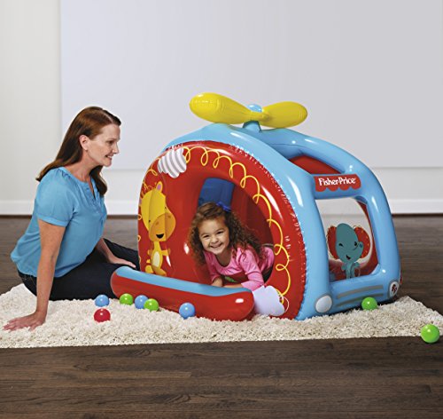 BESTWAY 93502 - Piscina de Bolas Hinchable Diseño Helicóptero Fisher Price 137x112x97 cm Multicolor Con 25 Bolas y Suelo Hinchable Para Niños y Niñas Mayores de 2 Años