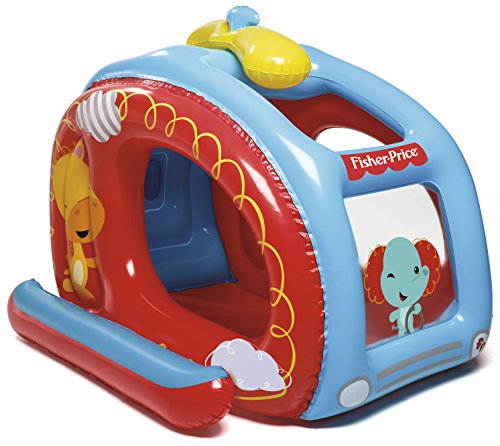 BESTWAY 93502 - Piscina de Bolas Hinchable Diseño Helicóptero Fisher Price 137x112x97 cm Multicolor Con 25 Bolas y Suelo Hinchable Para Niños y Niñas Mayores de 2 Años