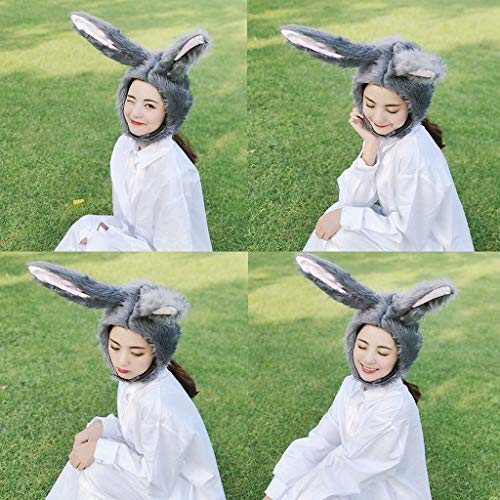 bibididi Gorro de Conejito de Peluche Gris Peludo Orejas de Conejo largas Tocado de Fiesta de Cosplay Juguete de Peluche, Gorro de Conejito de Peluche Gris Peludo, Gris