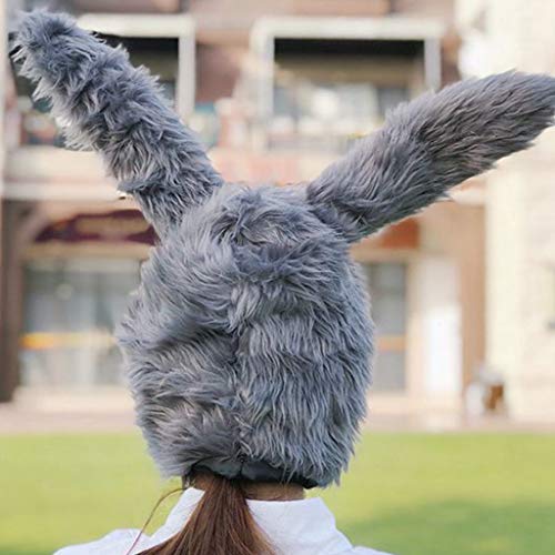 bibididi Gorro de Conejito de Peluche Gris Peludo Orejas de Conejo largas Tocado de Fiesta de Cosplay Juguete de Peluche, Gorro de Conejito de Peluche Gris Peludo, Gris