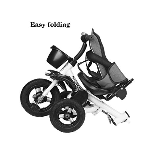 Bicicleta Carrito Infantil Reclinable Sentado Plegable Triciclo for Niños Carrito De Bebé con Baranda Bicicleta (Color : Gray)