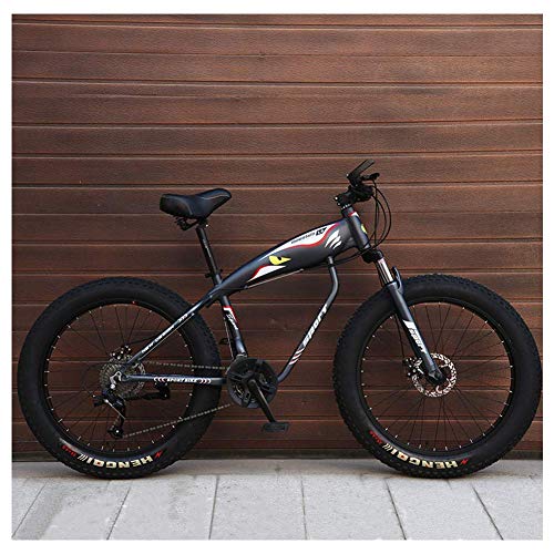 Bicicletas 26 pulgadas de montaña, Fat Tire Bike Rígidas Montaña, marco de aluminio de bicicletas Alpine, for mujer for hombre de la bicicleta con suspensión delantera, Negro, 24 radios velocidad FDWF