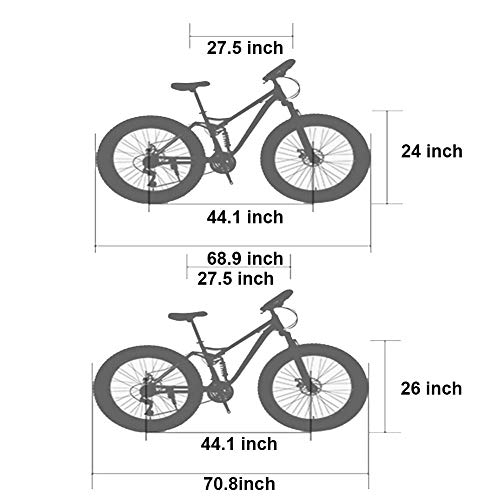 Bicicletas de montaña for adultos, Fat Tire doble freno de disco de la bici de montaña Rígidas, Big ruedas de bicicleta, marco de acero de carbono de alta, New Blue, de 26 pulgadas de velocidad 27 lal