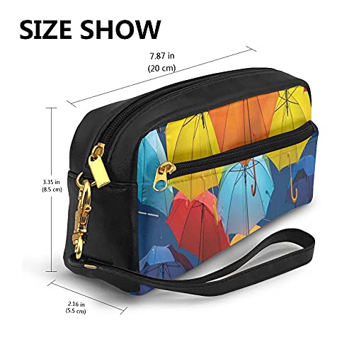 Big Capacity Pencil Case Stationery Pouch,Umbrellas Colors The Sky Traditional Portugal Festive European Culture Picture,Pen Bag with Zipper Bag for Boy Girl