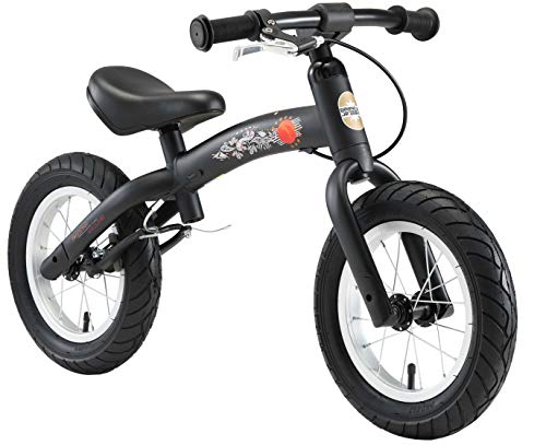 BIKESTAR 2-en-1 Bicicleta sin Pedales para niños y niñas 3-4 años | Bici con Ruedas de 12" Edición Sport | Negro