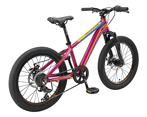 BIKESTAR Bicicleta de montaña Juvenil de Aluminio 20 Pulgadas de 6 a 9 años | Bici niños Cambio Shimano de 7 velocidades, Freno de Disco, Horquilla de suspensión | Berry