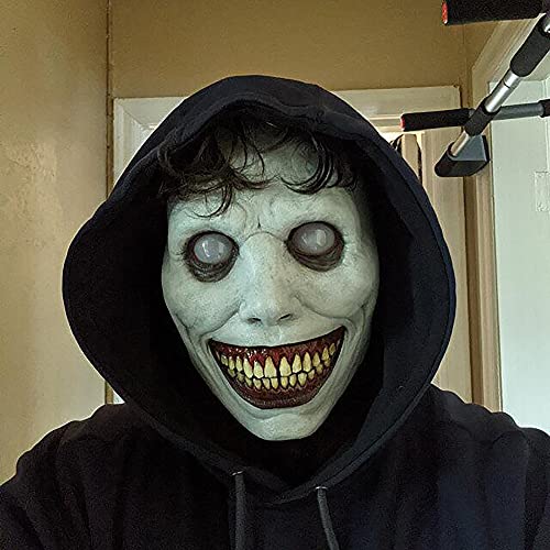 Bingchuan Máscara de Halloween de miedo, horror, demonios sonrientes, máscara facial malvada, accesorio de cosplay para fiesta para adultos