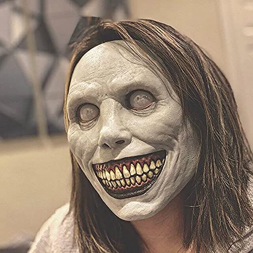 Bingchuan Máscara de Halloween de miedo, horror, demonios sonrientes, máscara facial malvada, accesorio de cosplay para fiesta para adultos