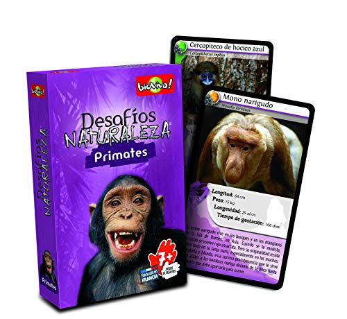 Bioviva- Juego de cartas Desafíos Naturaleza Primates (Asmodee 309) , color/modelo surtido