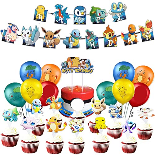 Birthday Party Decoration, Globo Elfos Mascotas Happy Birthday Banner Cake Topper para Niños y Niños La Decoración de Cumpleaños