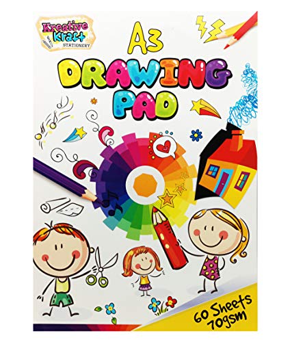 Bloc A3 para Adultos y Niños 60 Hojas para Colorear Dibujar y Escribir Cuaderno de Dibujo